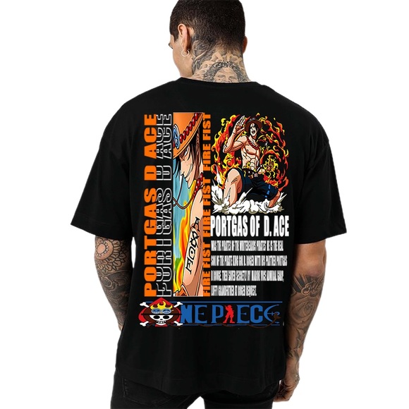 PORTGAS D. ACE ONE PIECE ANIME GRAPHIC OVERSIZED T-SHIRT FOR MEN’S & WOMEN’S - Picture 3 of 4